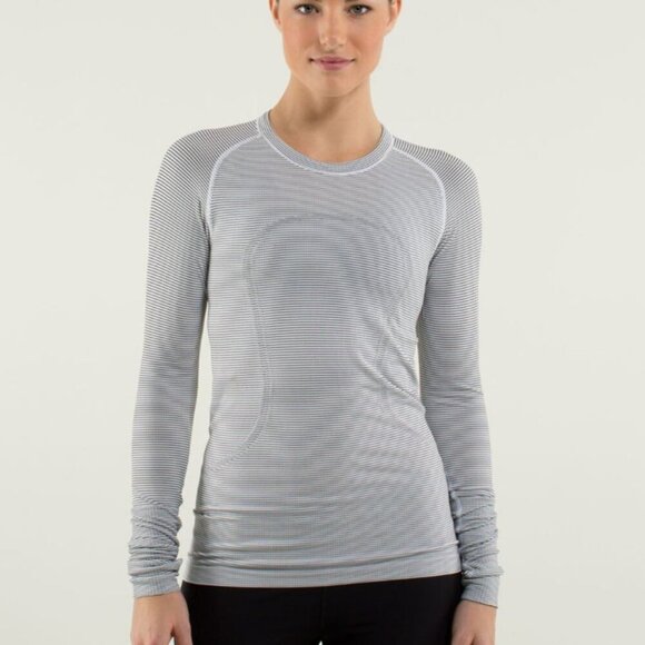 Lululemon Run: Swiftly Tech Long Sleeve *Stripe White - Picture 1 of 1